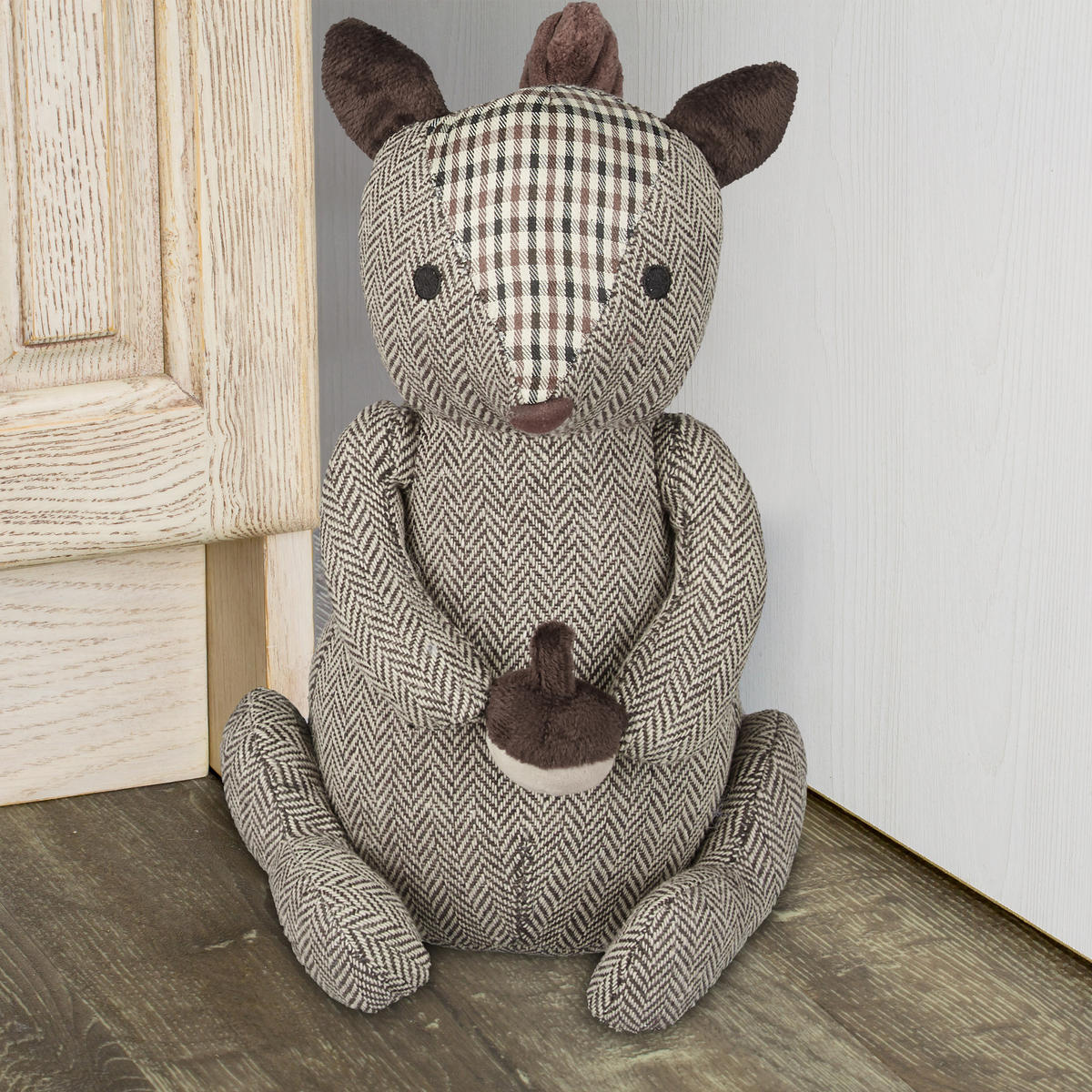 DÖRRSTOPP Brun ekorre - Brun, Textil/Naturmaterial (17/22cm) - Relaxdays