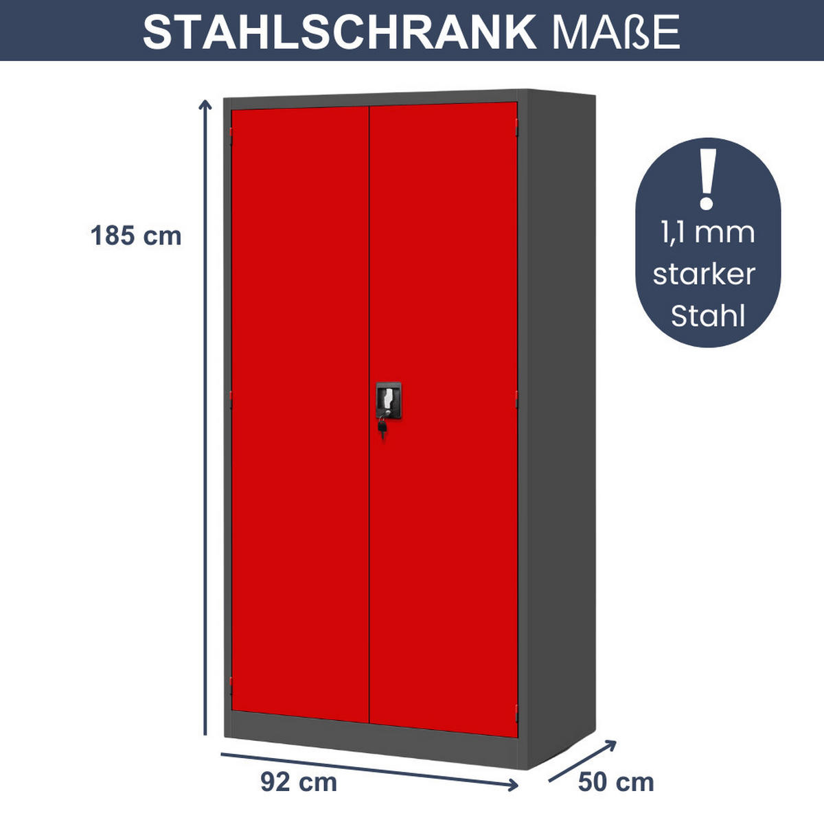 WERKZEUGSCHRANK mit Lochwand AESO 185x92x50cm Anthrazit-Rot - Anthrazit, Metall (92/185/50cm) - DELUKE