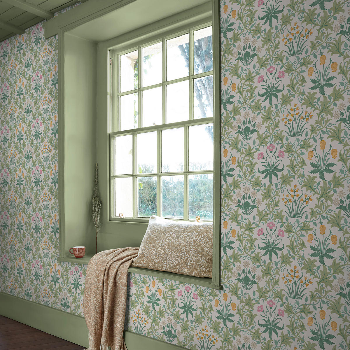 VLIESTAPETE Celandine Schöllkraut Spring 1000x52cm - Weiß/Grün, Papier/Kunststoff (52/1000cm) - William Morris at Home