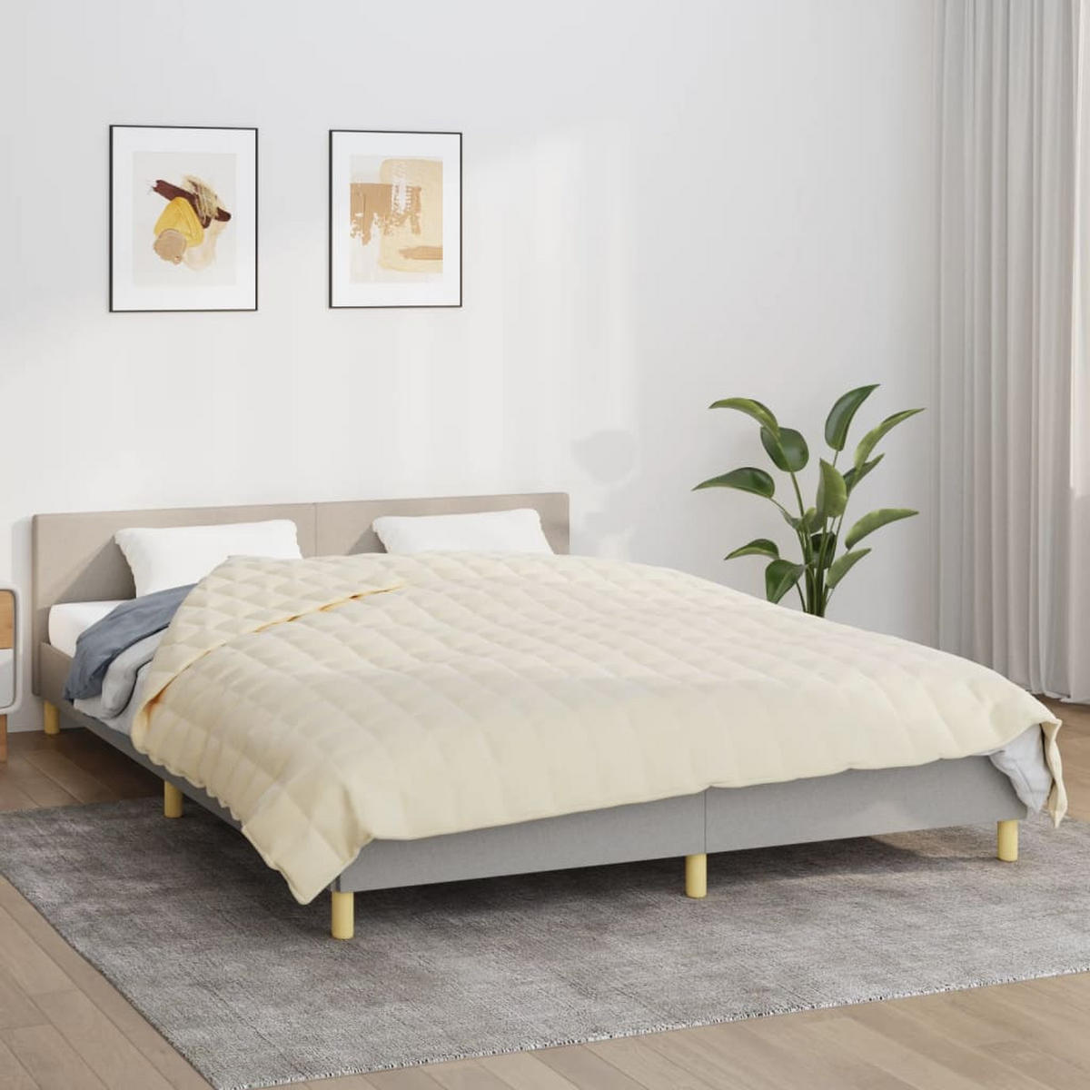GEWICHTSDECKE Hellcreme 200/220 Cm 9 Kg Stoff - Creme, Textil (200/220cm) - vidaXL