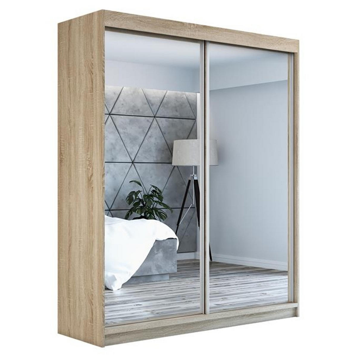 SCHWEBETÜRENSCHRANK 180 CM BAZ Farbe: Sonama - Braun, Holzwerkstoff (180/215/59.5cm) - A&J MöbelLand