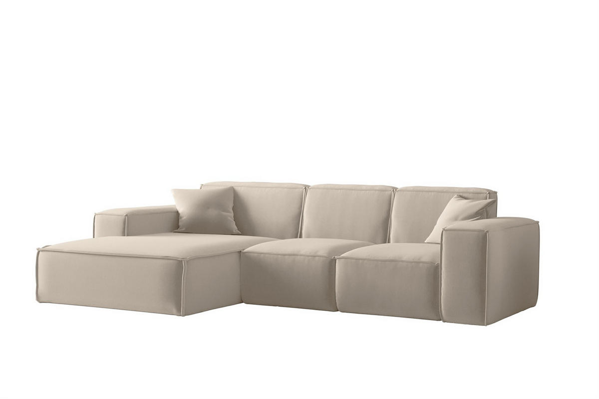 ECKSOFA Ottom Celes Premium Opera Velvet - Beige, Holzwerkstoff/Textil (266/165cm) - Fun Möbel