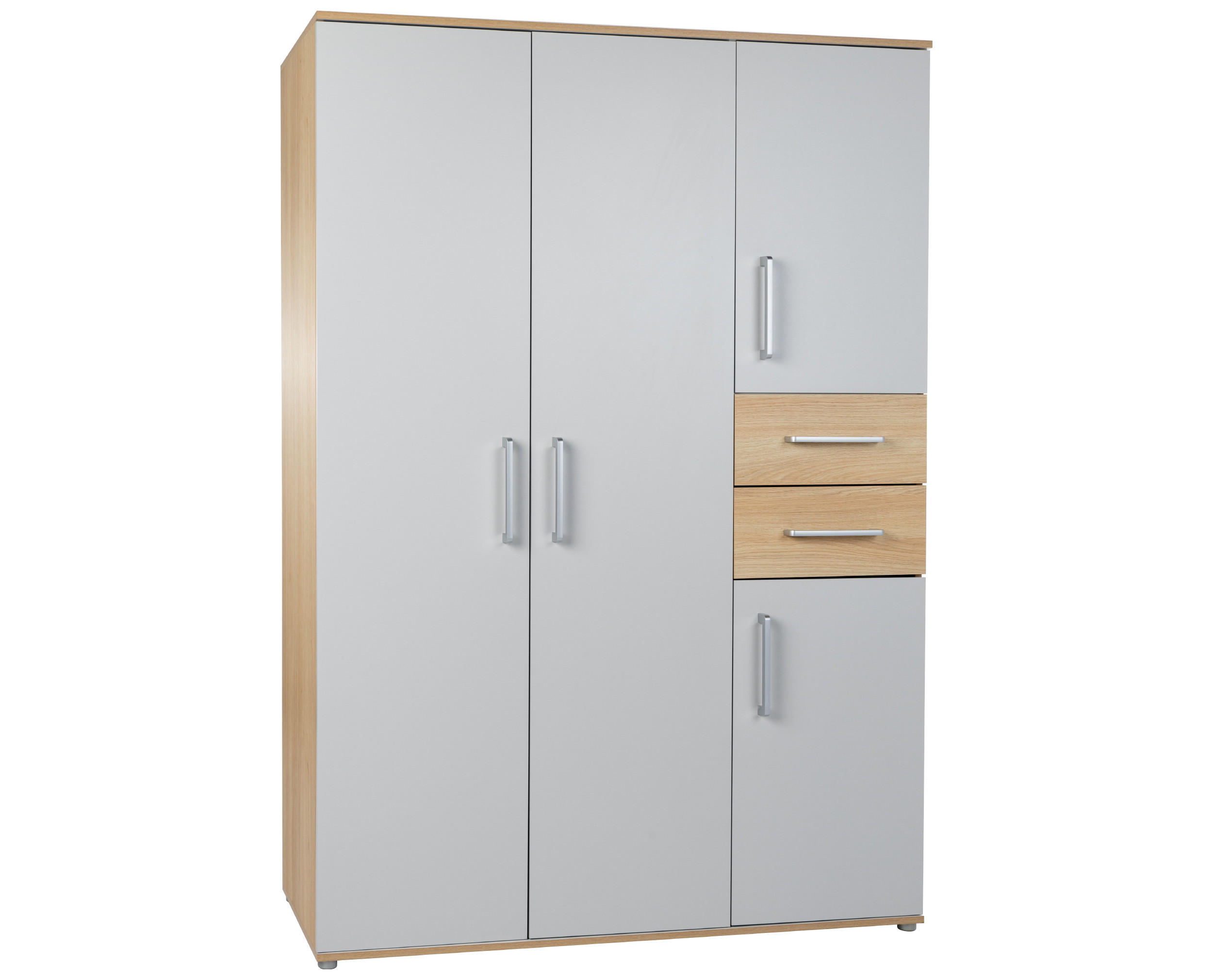 KLEIDERSCHRANK Elina - Eichefarben/Silberfarben, Holzwerkstoff/Kunststoff (1/1/1cm) - arthur berndt
