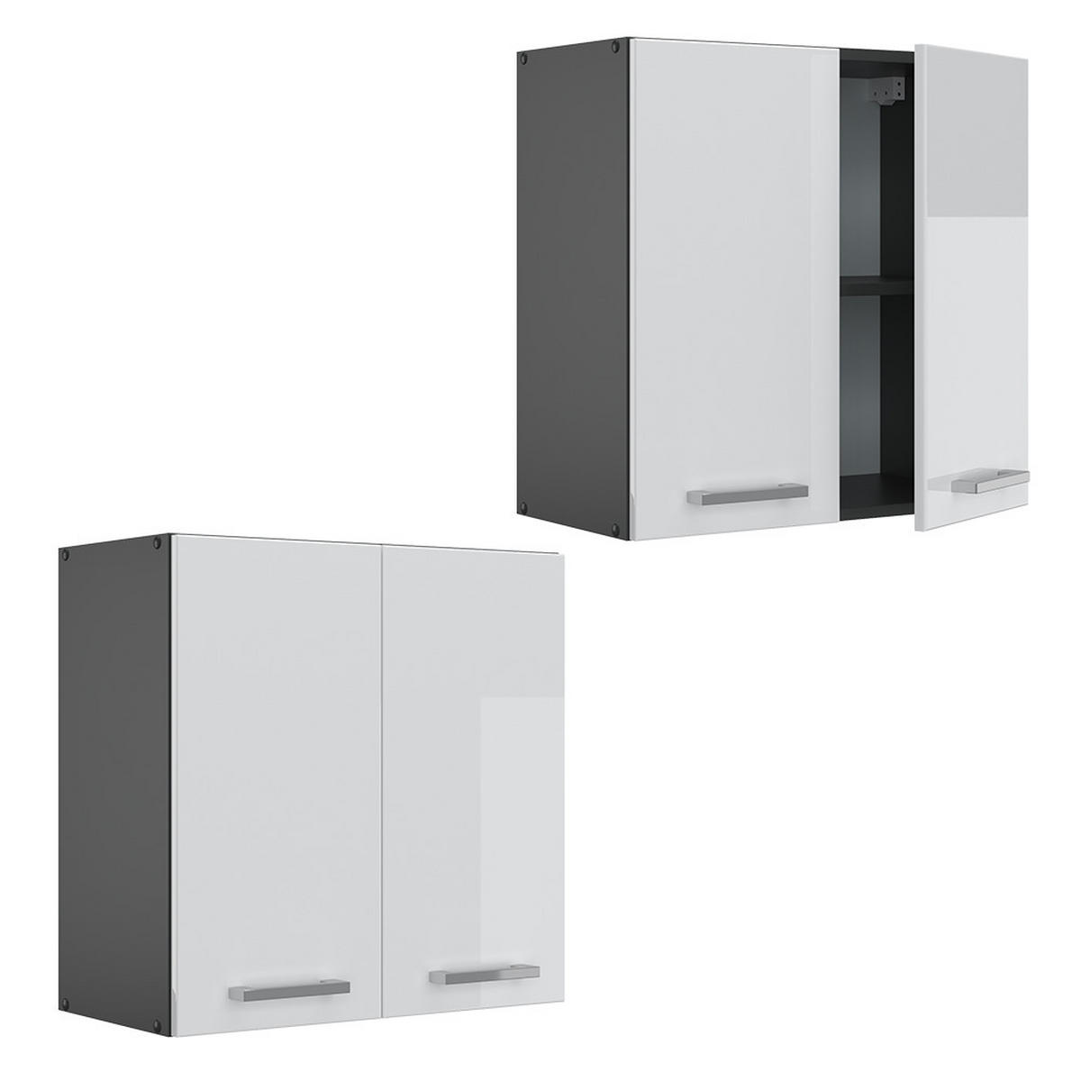 HÄNGESCHRANK R-Line Weiß Hochglanz 60 cm - Weiß Hochglanz/Anthrazit, Holzwerkstoff (60/60/31cm) - Vicco