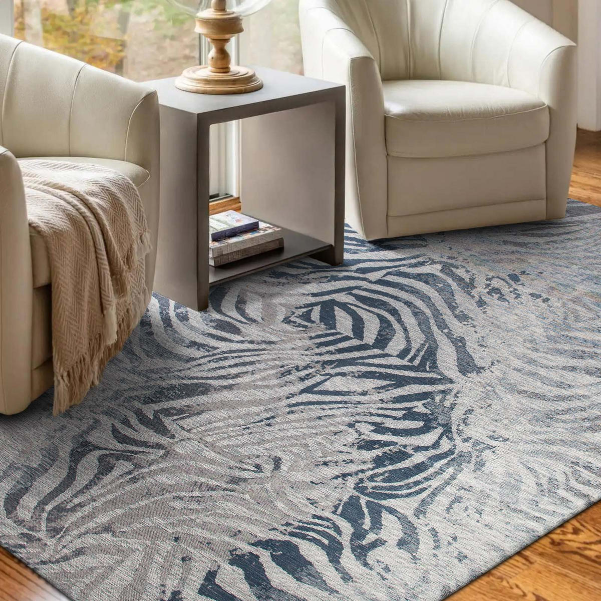 TEPPICH Zebra Kenian Sky 80/150 cm - Blau, Textil (80/150cm) - Lola&Moi