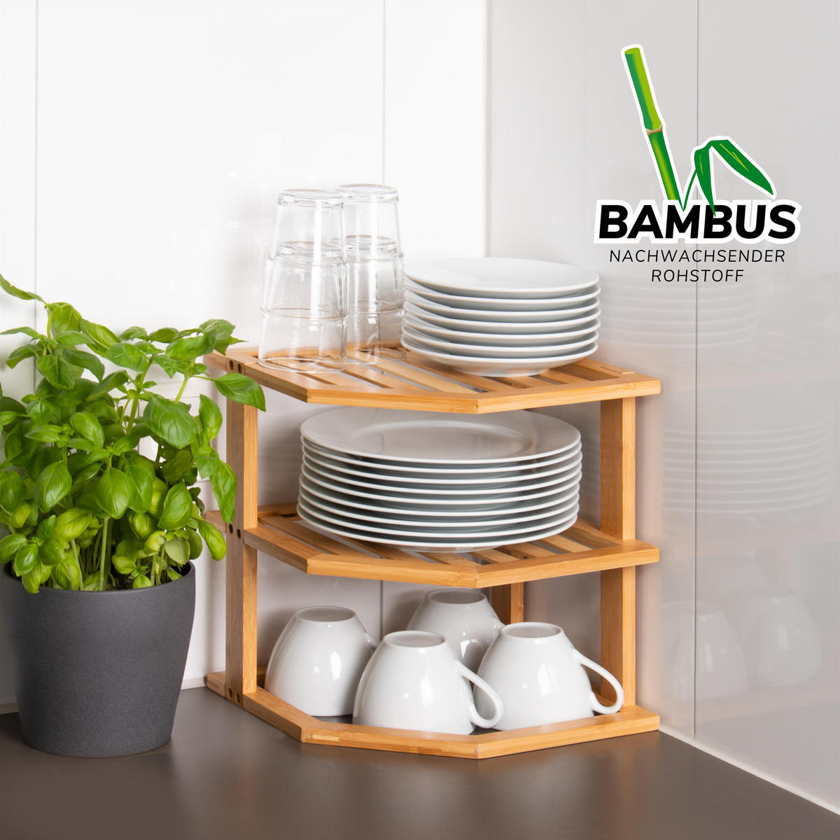 ECKREGAL, Bambus - Braun, Holz (25/27/25cm) - bremermann