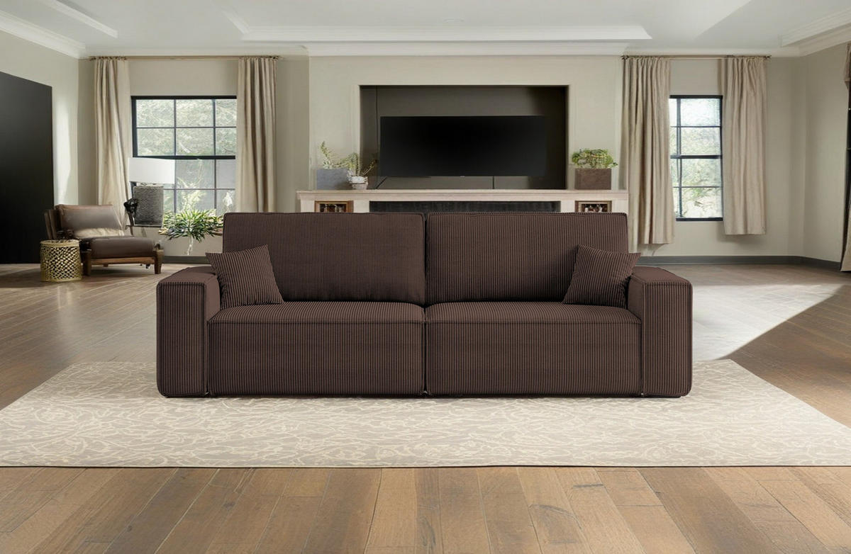 SCHLAFSOFA BEST und Bettkasten Stoff Poso Braun - Braun, Holz (246/83/98cm) - Kaiser Möbel
