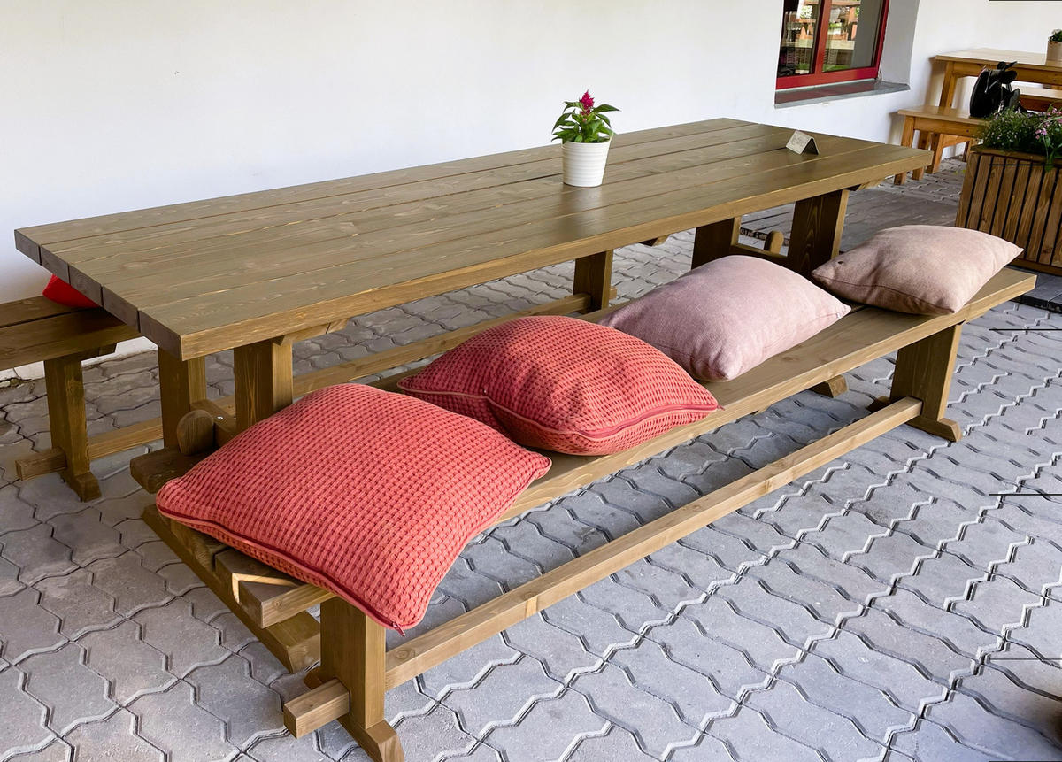 GARTENTISCH MIT BÄNKEN 150 cm - Dunkelbraun, Holz - MSL wooden furniture