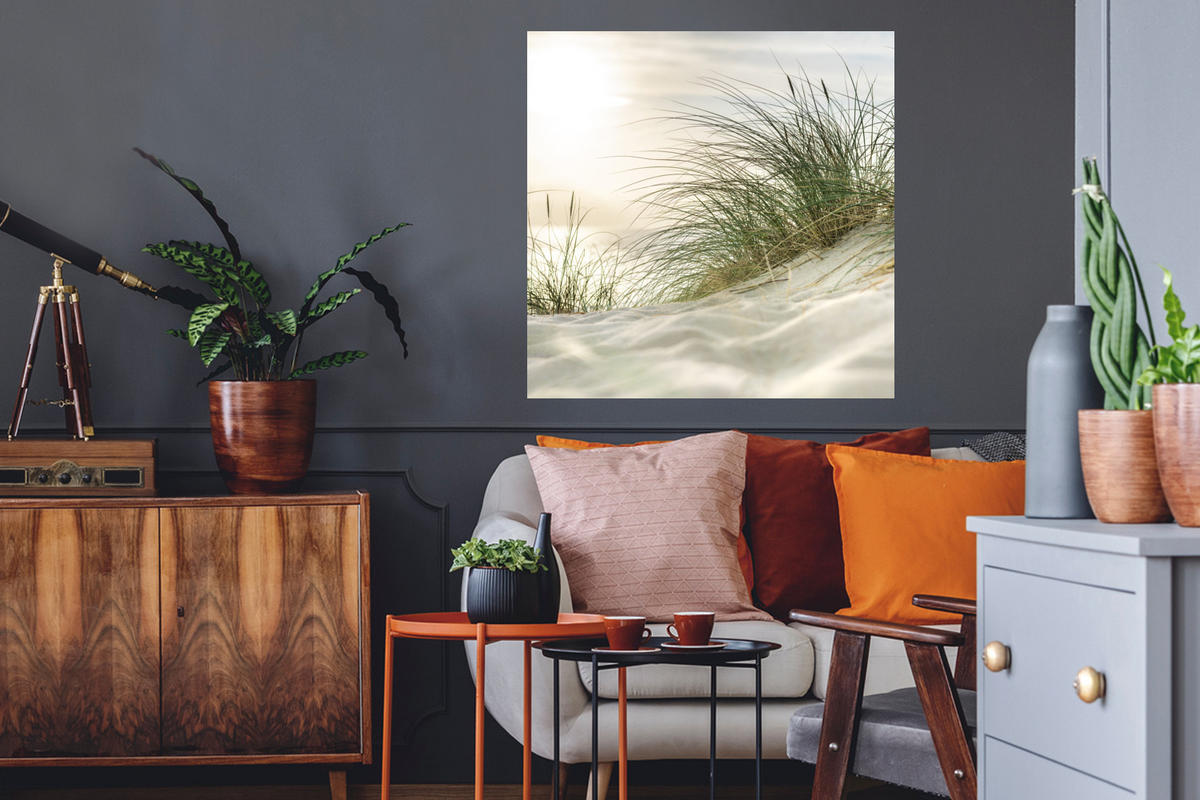 WANDTATTOO Dünen - Strand - Schlewswig-Holstein - Wattenmeer 50x50 cm - Creme, Kunststoff (50/50/0.1cm) - MuchoWow