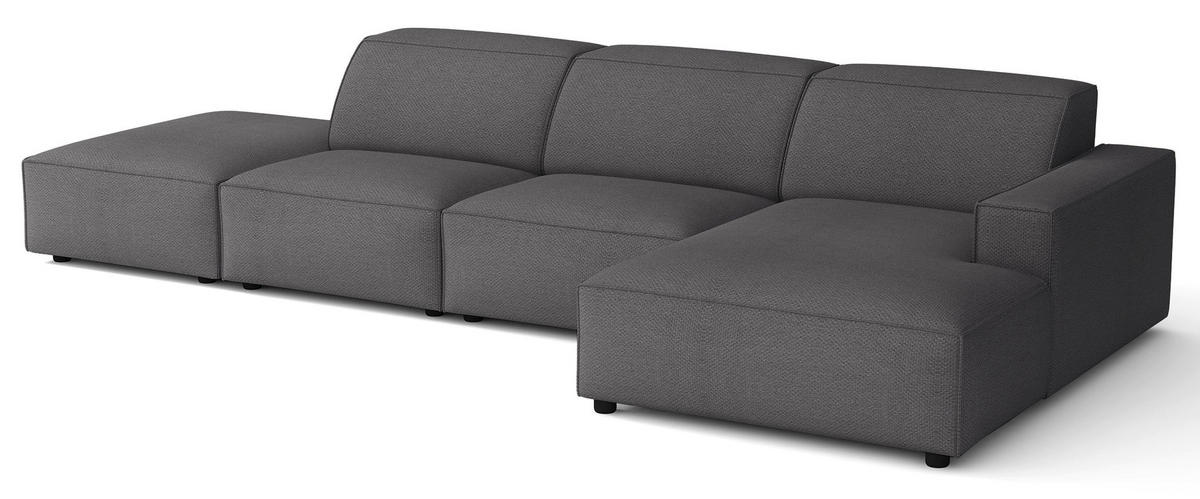 ROHOVÁ pohovka Sellmo, tmavosivá, 344 cm - čierna/tmavosivá, textil/plast (166/350cm) - Selsey