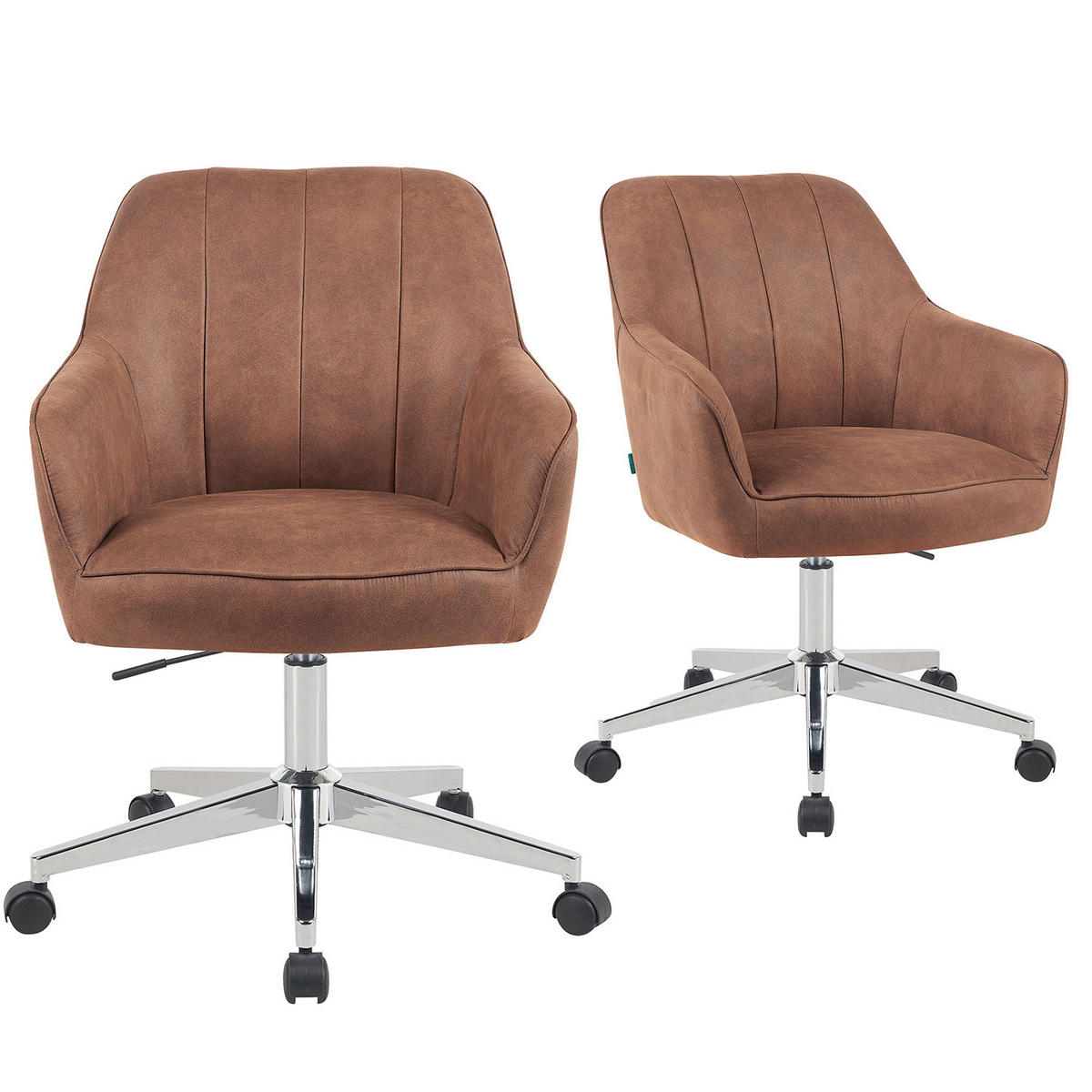 BÜROSTUHL Mika-Lian - Chromfarben/Braun, Textil/Metall (60/84/65cm) - DUBI Möbel