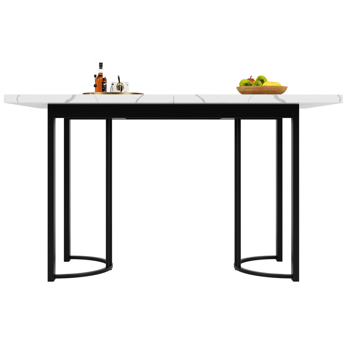 JEDÁLENSKÝ stôl 140-179,5/80/75,5 cm čierna/biela, rozkladací s kovovým rámom - biela, kompozitné drevo (140/80/75.5cm) - BEAOK