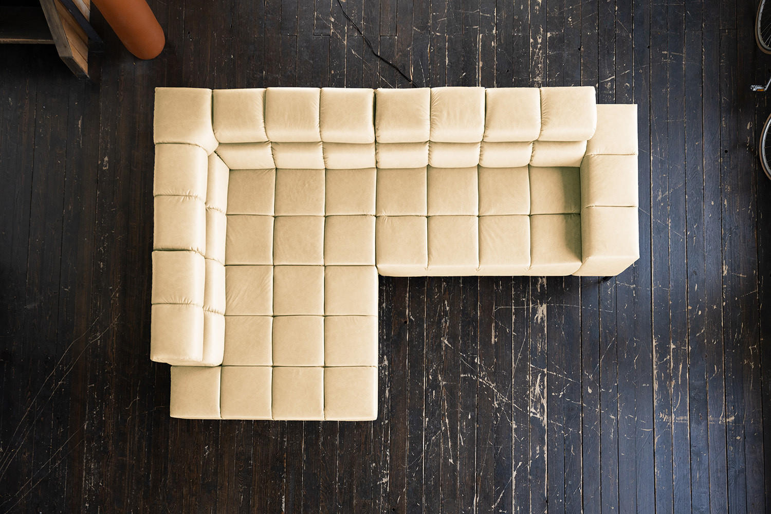 Thumbnail - Kawola Ecksofa, Beige, Leder, Echtholz, 4-Sitzer, Füllung: Komfortschaum, Ottomane links, L-Form, 321x216 cm, Wohnzimmer...