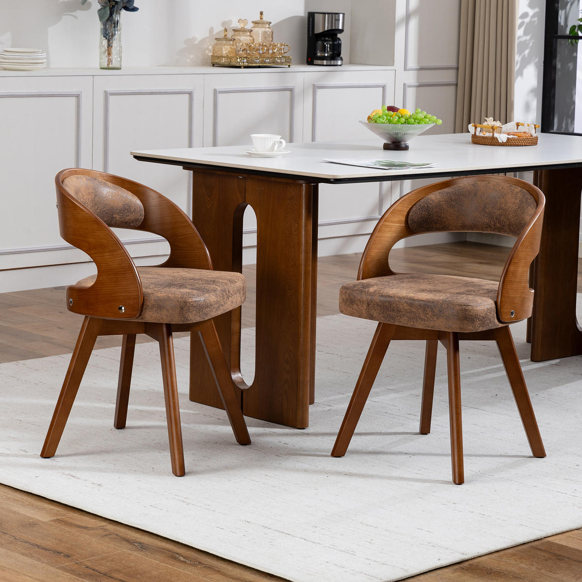 ESSZIMMERSTUHL 2er-Set drehbar mit Leinenkissen, Kaffee - Mokka, Textil (41/72/44cm)