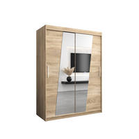 SCHWEBETÜRENSCHRANK 200/150/62 2-türig - Silberfarben/Sonoma Eiche, Holz/Kunststoff (150/200/62cm) - MÖBEL KRYSPOL