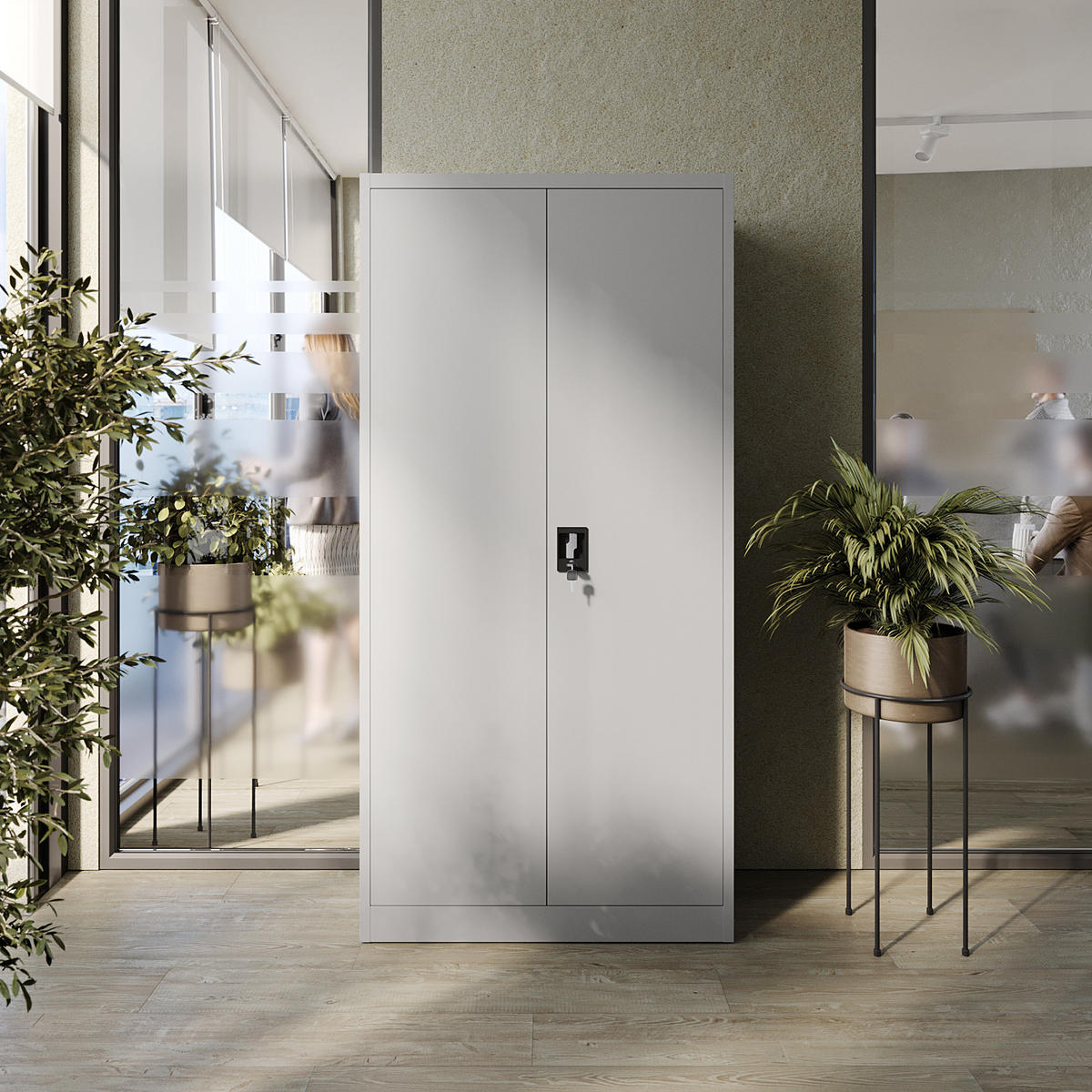 AKTENSCHRANK für Büro Metallschrank für Dokumente und Ordner Stahlschrank Hellgrau abschließbar 90x40x185cm - Hellgrau, Metall (90/185/40cm) - Muralo