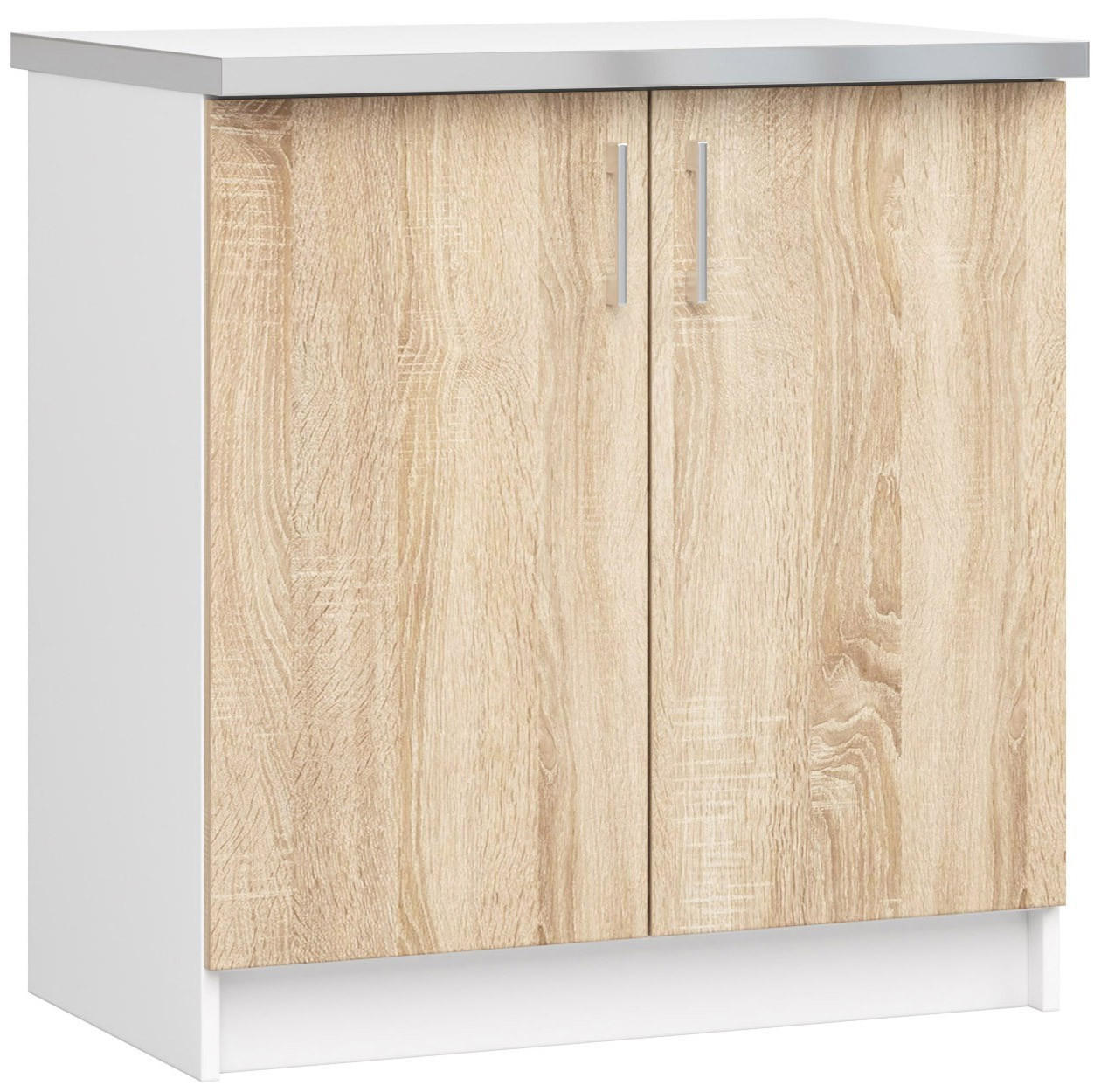 KÜCHENSCHRANK Weiß, Sonoma Eiche 44.5x80x82cm - Silberfarben/Weiß, Holzwerkstoff/Kunststoff (80/82/44.5cm) - Akord