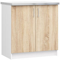 KÜCHENSCHRANK Weiß, Sonoma Eiche 44.5x80x82cm - Silberfarben/Weiß, Holzwerkstoff/Kunststoff (80/82/44.5cm) - Akord