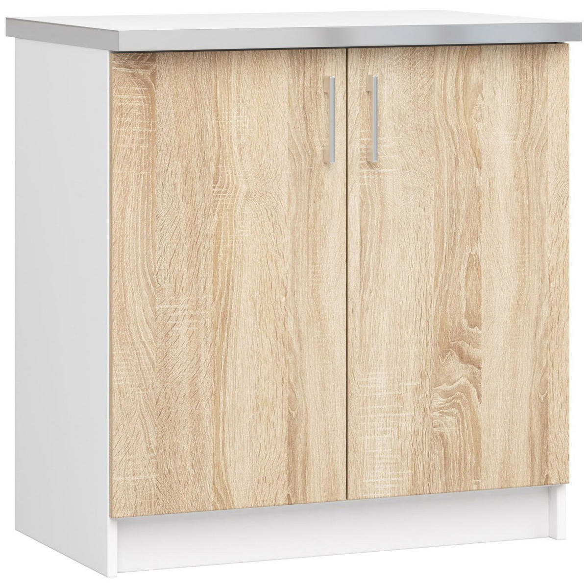 KÜCHENSCHRANK Weiß, Sonoma Eiche 44.5x80x82cm - Silberfarben/Weiß, Holzwerkstoff/Kunststoff (80/82/44.5cm) - Akord