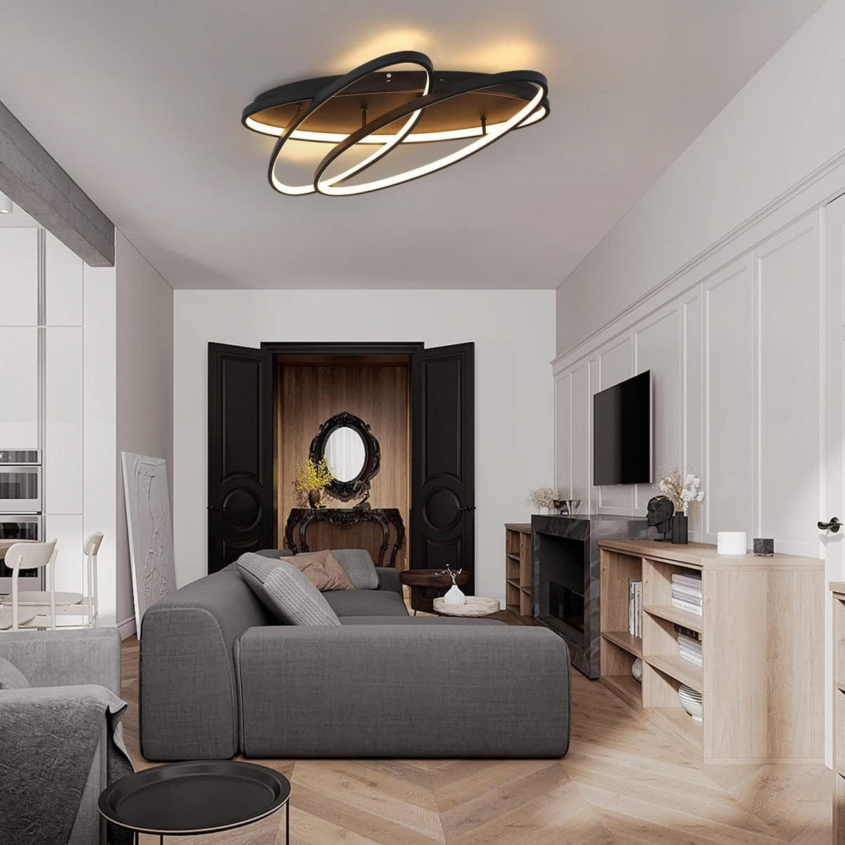 LED-DECKENLEUCHTE Erik 62/60/9.5 cm - Schwarz, Metall (62/60/9.5cm) - Nettlife