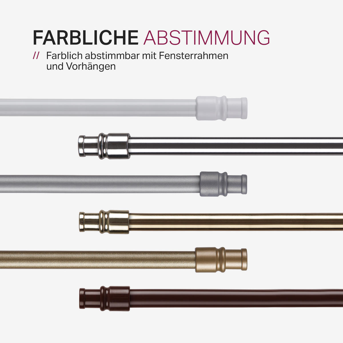 GARDINENSTANGE Perlweiß 125-225 cm inkl. Klemmträger - Weiß, Metall (125cm) - Bestlivings