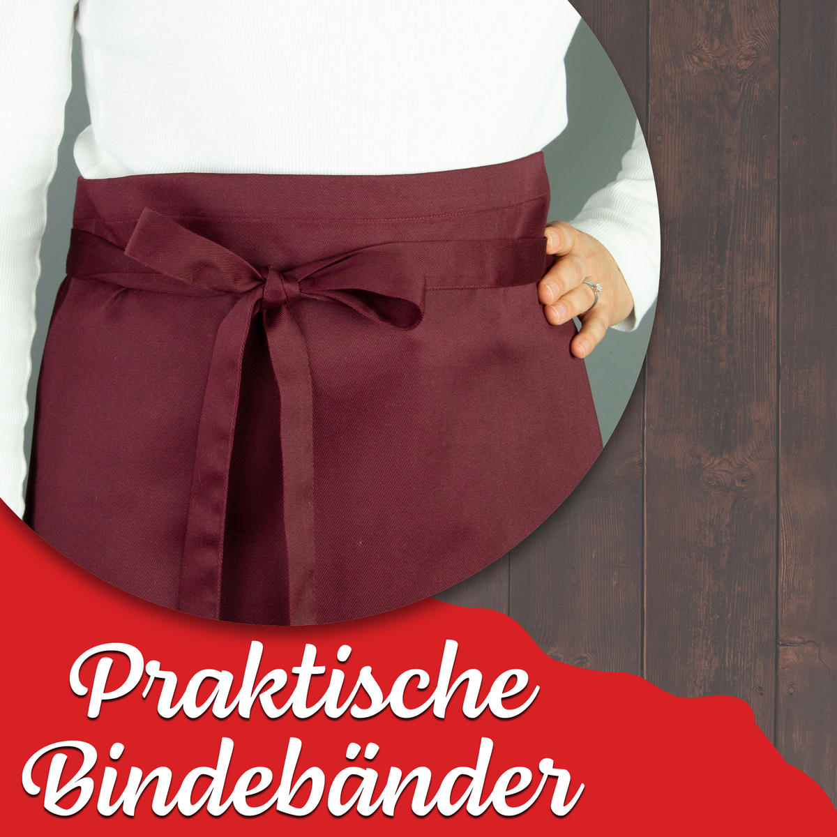 SCHÜRZE , Einheitsgröße, 65% Polyester, 35% Baumwolle, Rot - Bordeaux, Textil (95/100cm) - Zollner