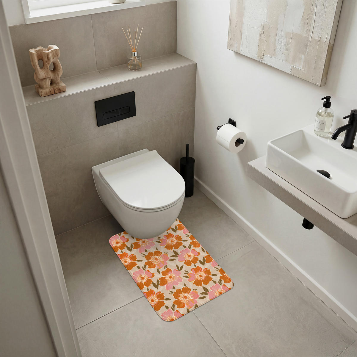 WC-VORLEGER Blumen - Motiv - Retro WC Teppich 40x60 cm - Multicolor, Kunststoff/Textil (40/1cm) - OnlyWow
