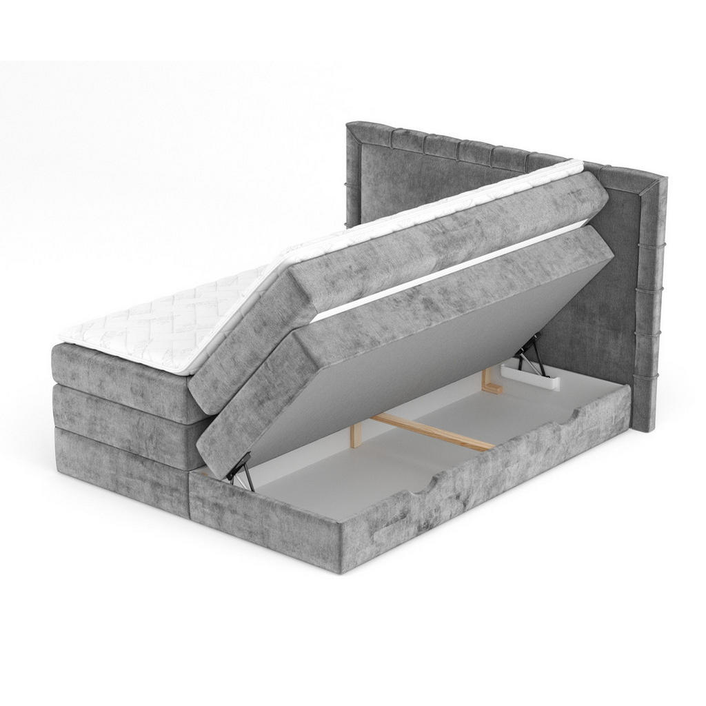 Thumbnail - Maison de Reve Boxspringbett, Grau, Textil, Buche, Kiefer, H3, Höhe ca. 37 cm, 180x200 cm, Oeko-Tex® Standard 100, FSC 1...