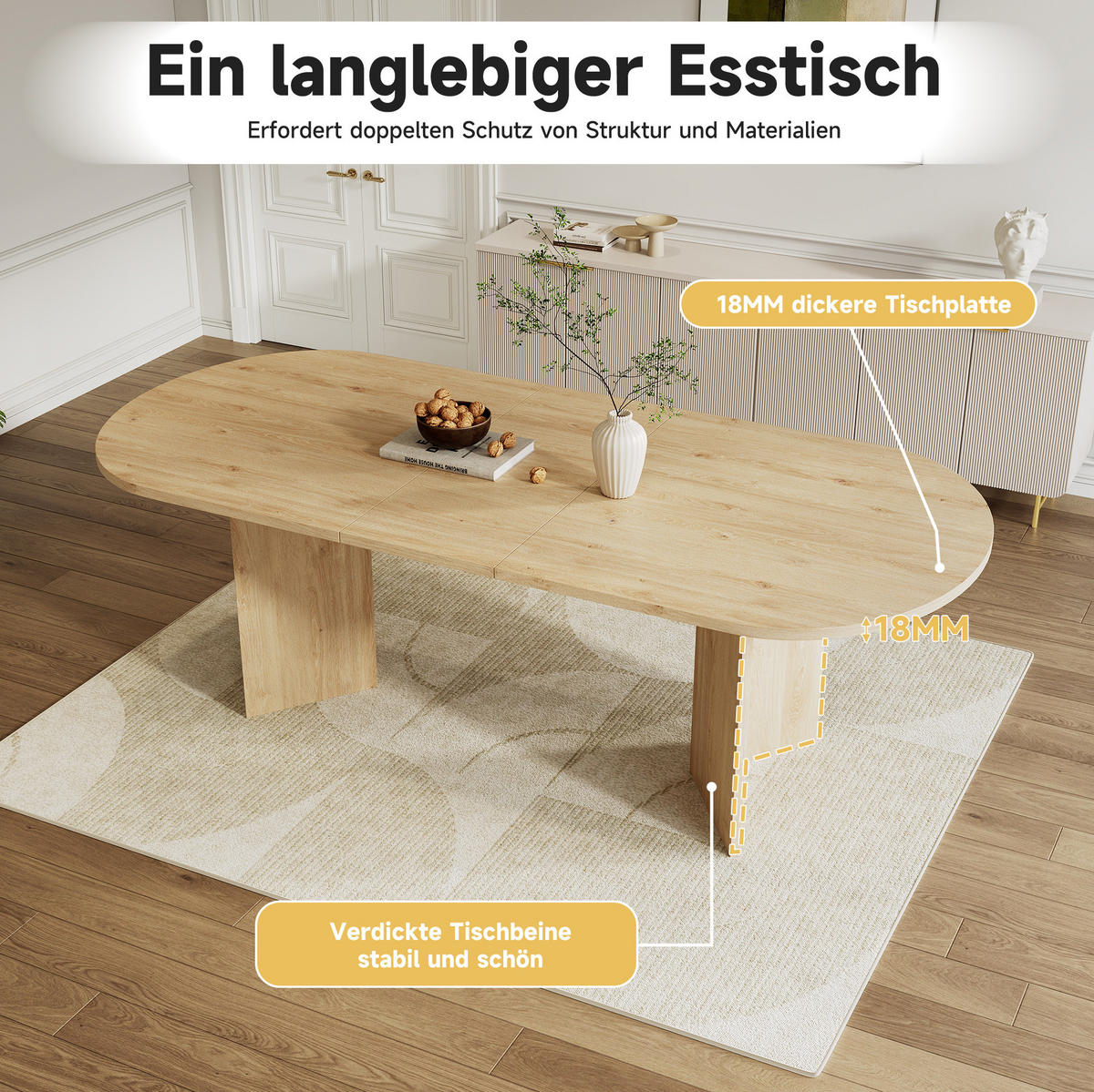 ESSTISCH 160/200/90 cm in Eichefarben, ausziehbar mit abgerundeten Ecken - Eichefarben, Holzwerkstoff (200/90/75cm) - Flora Grace
