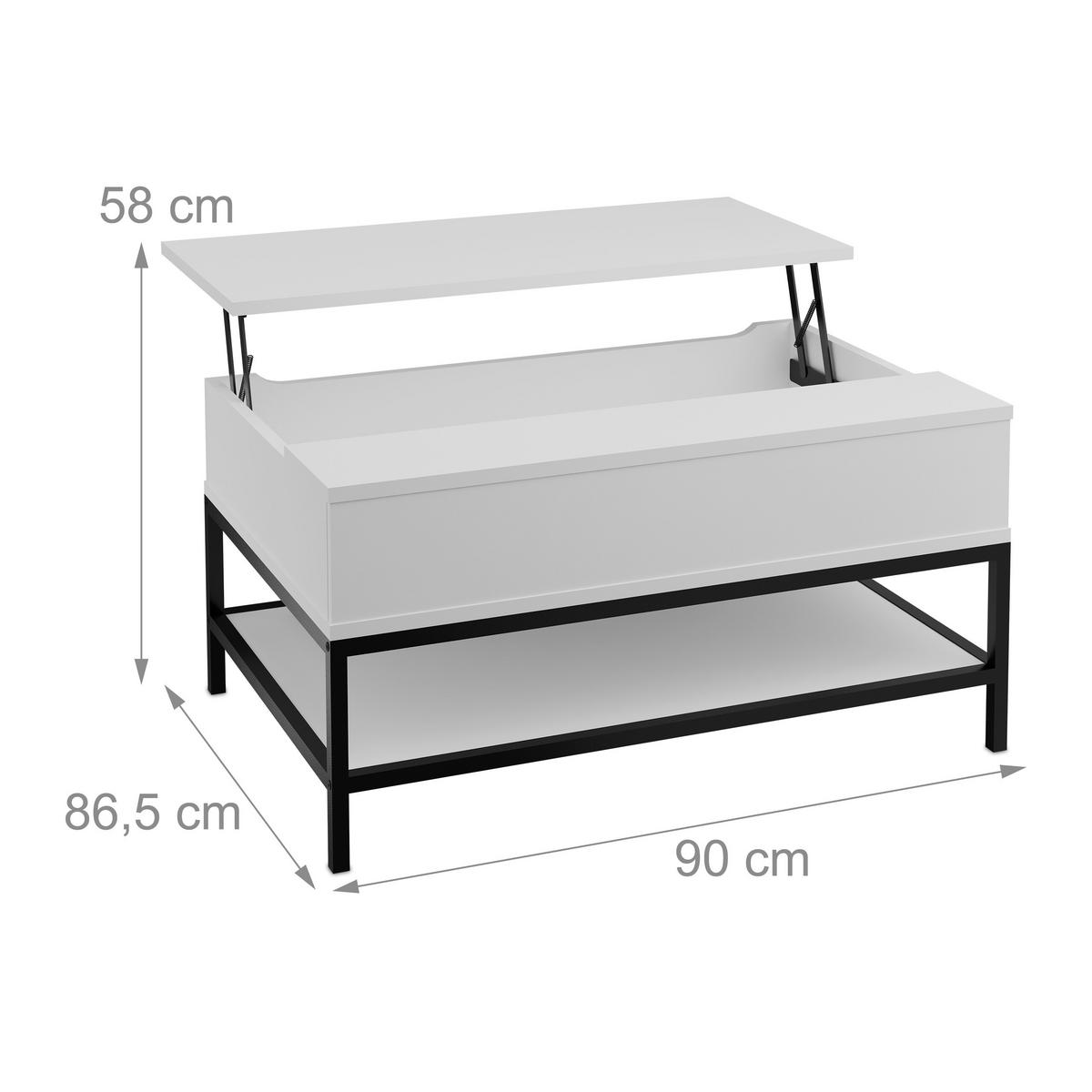 COUCHTISCH - Weiß, Holzwerkstoff/Metall (90/86.5/58cm) - Relaxdays