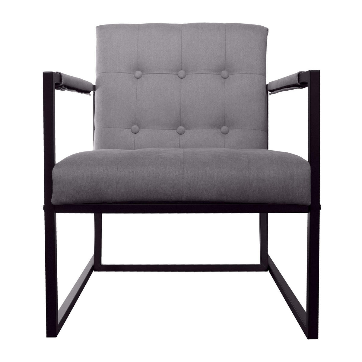 LOUNGESESSEL JONES Stoffbezug Hellgrau - Hellgrau/Schwarz, Textil/Metall (53/73/69cm) - SVITA