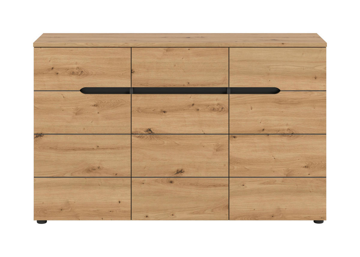 KOMMODE CANU (B/H/T: ca. 130/81/41 cm) in Basalt grau/Artisan Nachbildung - Grau, Holzwerkstoff (130/81/41cm)