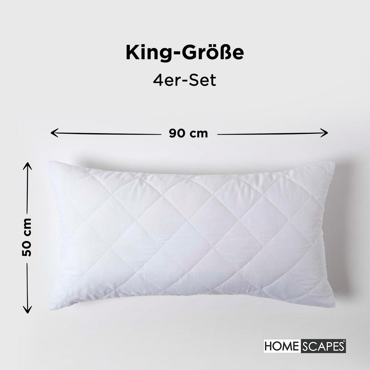 KISSENSCHONER gesteppt 50/90, 2er-Set mit Reißverschluss - Weiß, Textil (48/91cm) - Homescapes