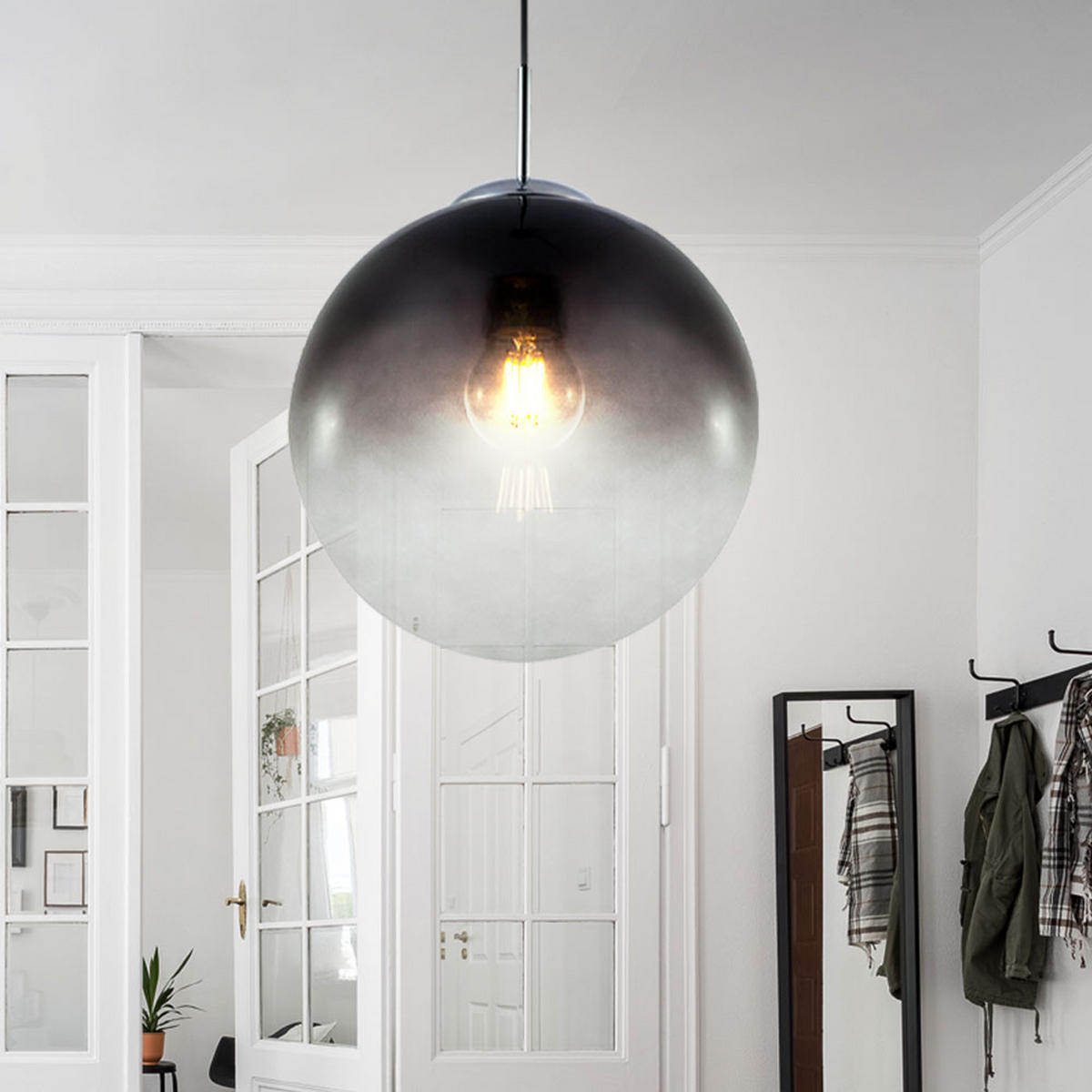 LED HÄNGELEUCHTE VARUS Grau Rauchglas - Grau, Glas (25/25/120cm) - Globo Lighting