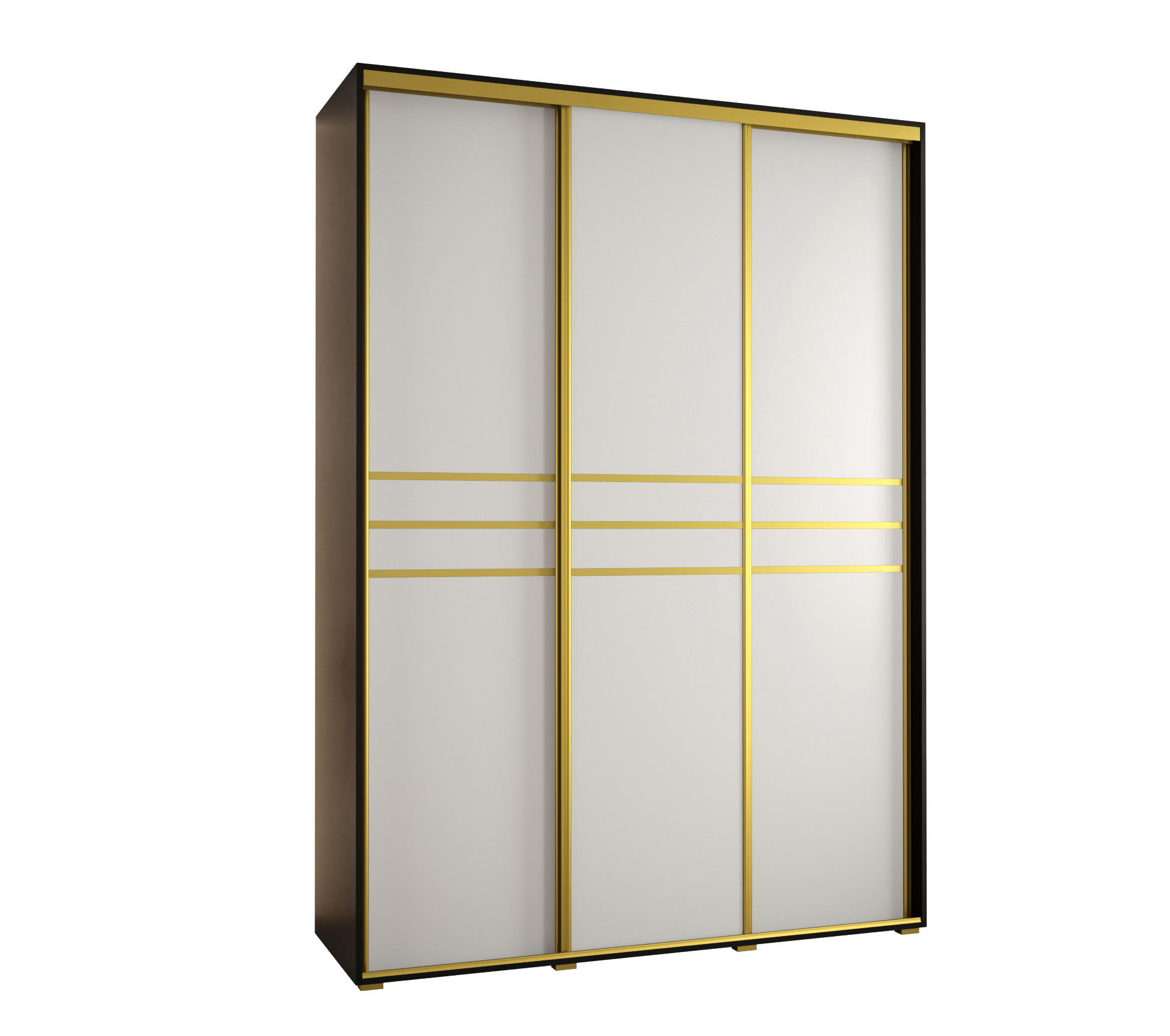 Abiks Möbel Schwebetürenschrank Schwarz, Weiß, Gold 170x235x45 cm