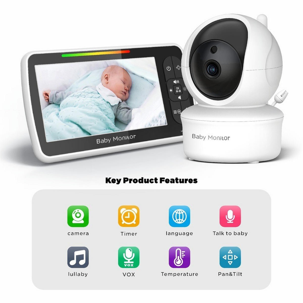 BABYPHONE, EU-Stecker, Effektive Pixel: 480 x 272 - Weiß, Kunststoff - Authentics