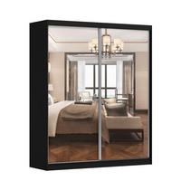 SCHWEBETÜRENSCHRANK Multi 20 Schwarz/Weiß + Spiegel 183 cm - Alufarben/Schwarz, Glas/Holzwerkstoff (183/218/61cm) - imoebel24