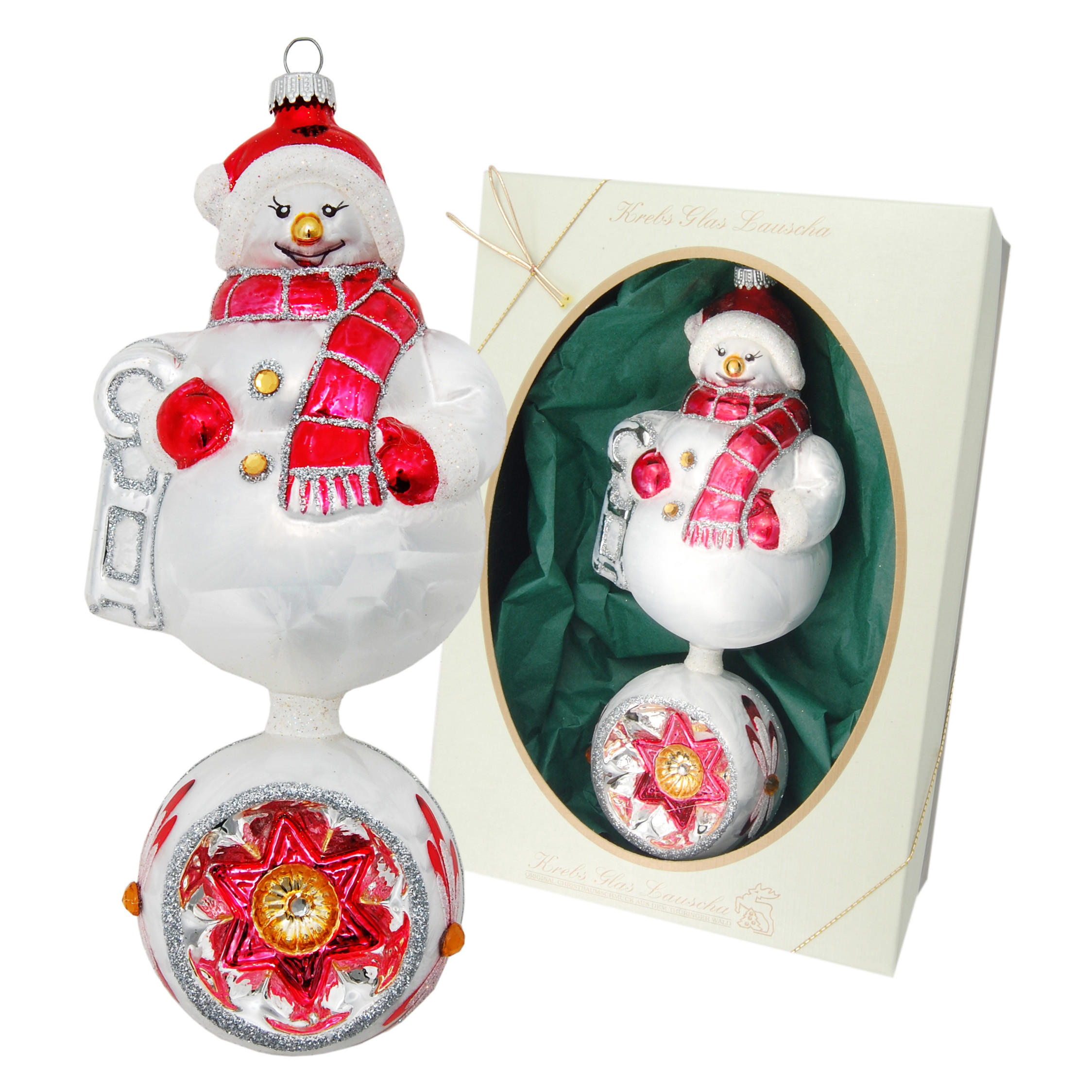Krebs Glas Lauscha Christbaumschmuck Weiß 8x20x6 cm