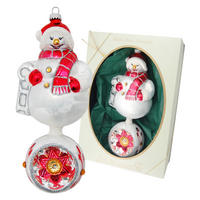 CHRISTBAUMSCHMUCK Doppelform Schneeman mit Reflex Weiß 20cm (Glas / 1 Stk.) - Weiß, Glas (8/20/6cm) - Krebs Glas Lauscha
