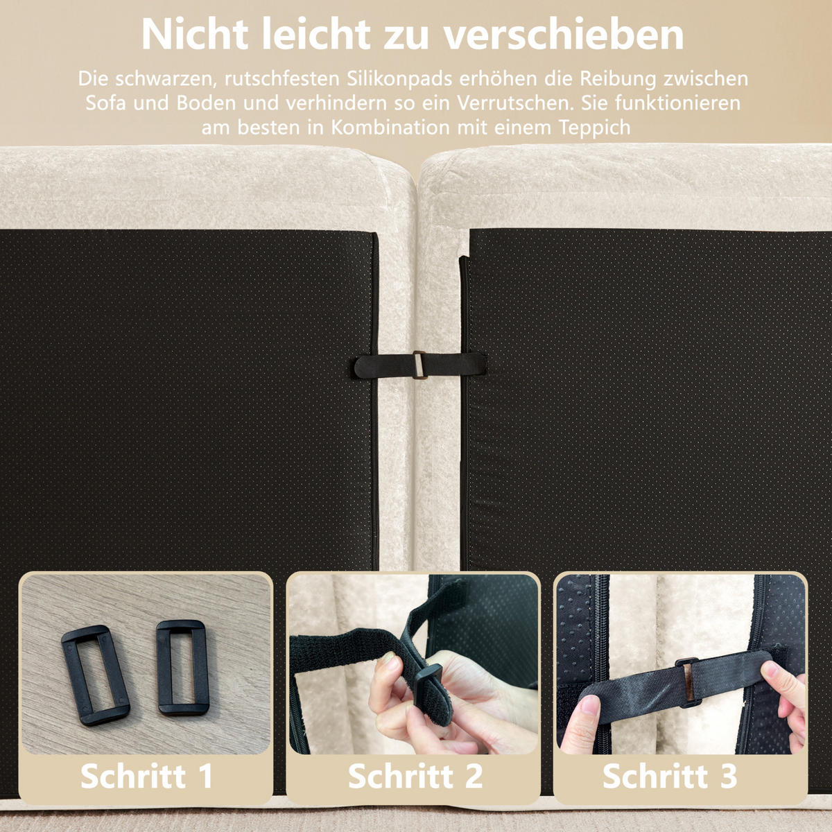 ECKSOFA 281/171/76 cm modular hellbeige aus Chenille mit flexiblem Modulsystem - Beige, Textil (171/281cm) - OKWISH