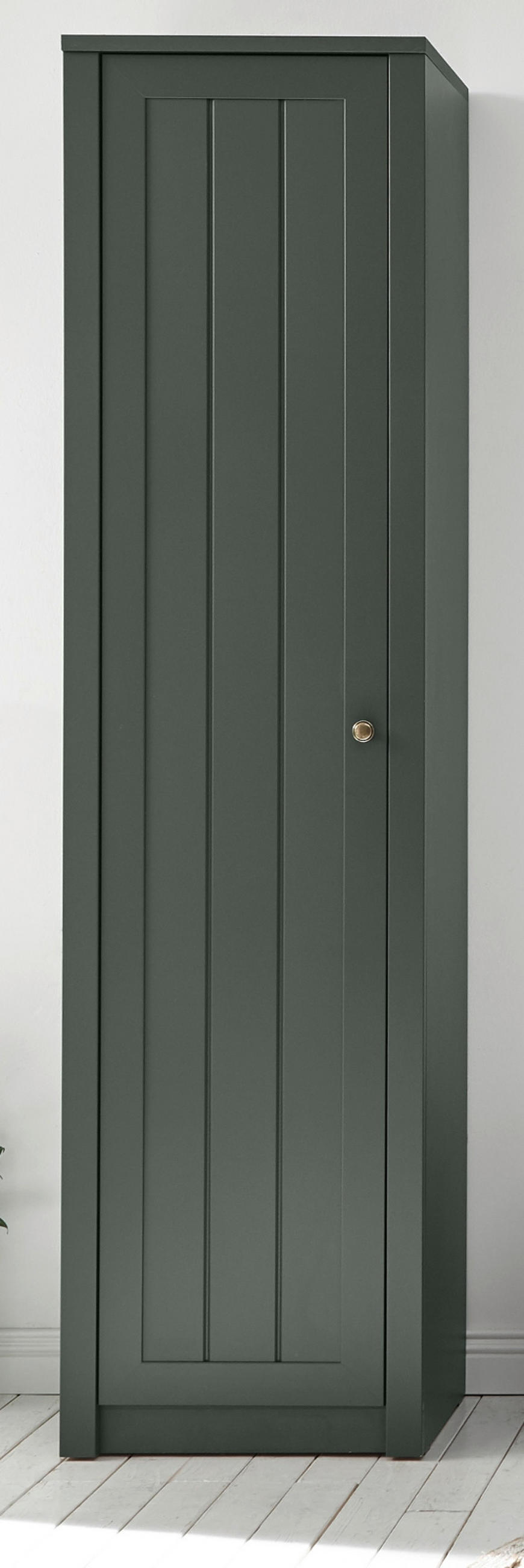 SCHUHSCHRANK grün, Landhausstil, Mehrzweckschrank 50 x 197 cm - Dunkelgrün/Goldfarben, Holzwerkstoff/Metall (50/197/43cm) - Furn.Design