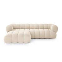 ECKSOFA links Koge aus Samt leichtes beige 5 Sitzplätze - Creme, Textil (165/270cm) - Cosmopolitan Design