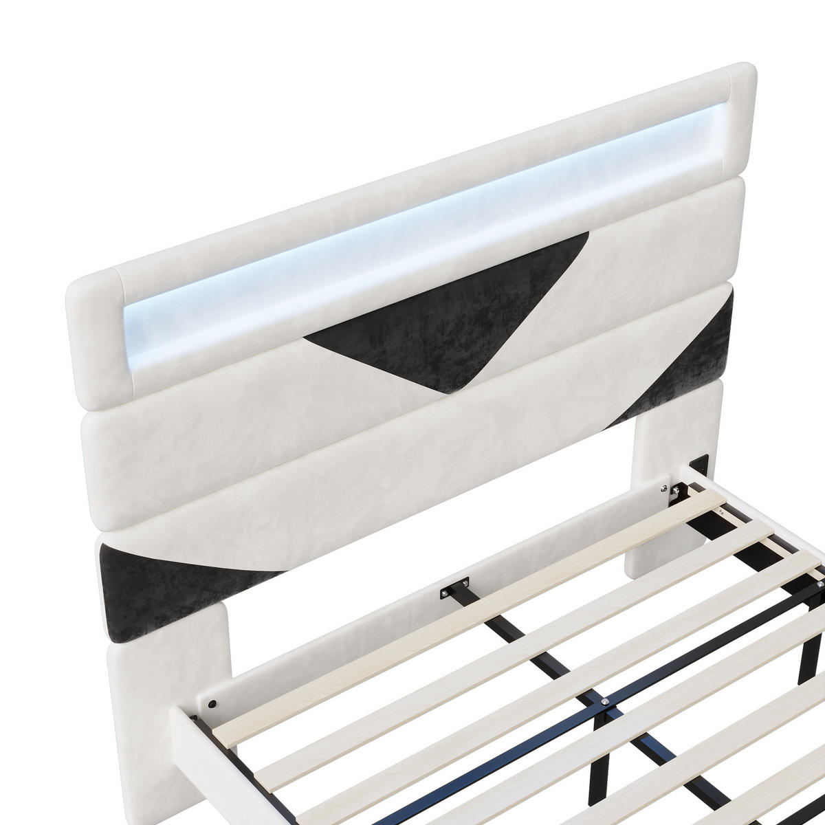 POLSTERBETT 140x190 cm schwebend LED USB Lattenrost Samt weiß - Weiß, Holz (140/190cm) - LEBENLANG