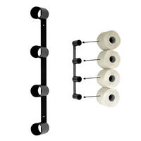 TOILETTENPAPIERHALTER Schwarz Wand Metall 4 Halter Unsichtbar - Schwarz, Metall (3.5/41/6cm) - DanDiBo
