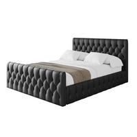 POLSTERBETT mit Bettkasten, Fußteil und Lattenrost, Boxbett ohne Matratze - LARO-Z 140x200 Schwarz Kunstleder - Schwarz Hochglanz, Holzwerkstoff/Textil (140/200cm) - ALTDECOR