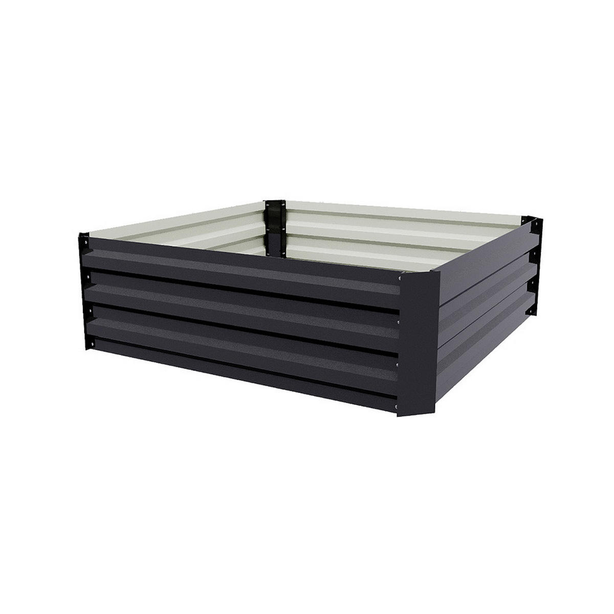 HOCHBEET Pflanzkasten aus verzinktem Stahl in Anthrazit Quadratischen Blumenkasten für Garten und Balkon, 100 × 100 × 30 cm 4,85 kg - Dunkelgrau, Metall (100/30/100cm) - Livingandhome