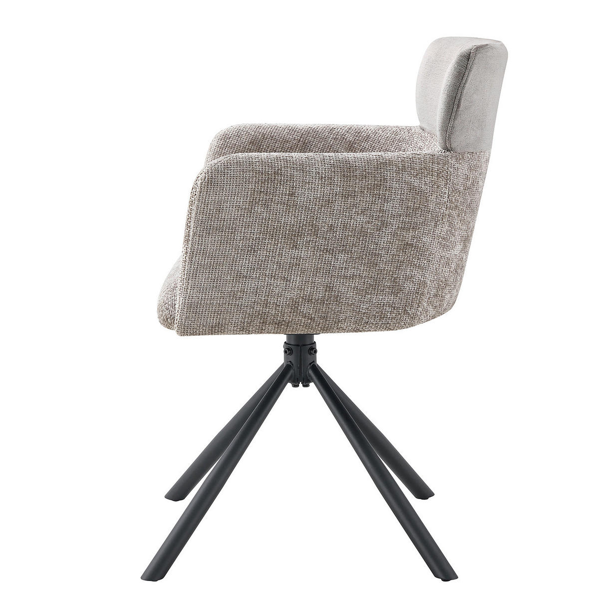 DREHBARER ARMLEHNENSTUHL - Chenille / Eisen - Grau / Schwarz - Grau, Textil/Metall (59/87/62cm) - home24
