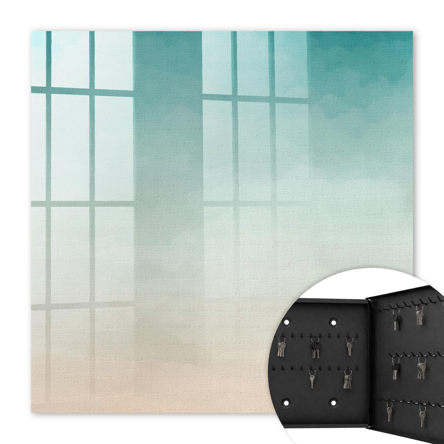 SCHLÜSSELBOX Schwarz 30x30 cm- Türöffnung nach rechts - Feiner Gradient - Türkis, Metall (30/30/5cm) - TULUP