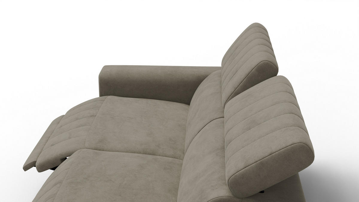 RELAXSOFA NORDEL 3-Sitzer, dunkles beige - Beige/Schwarz, Holz/Textil (194/80/105cm) - Courtois Laville
