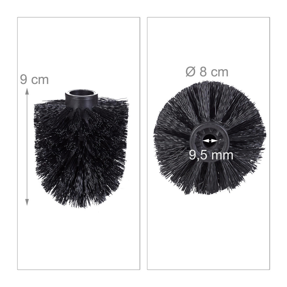 HLAVA kefky 9,5 mm - čierna, plast (8/9cm) - Relaxdays